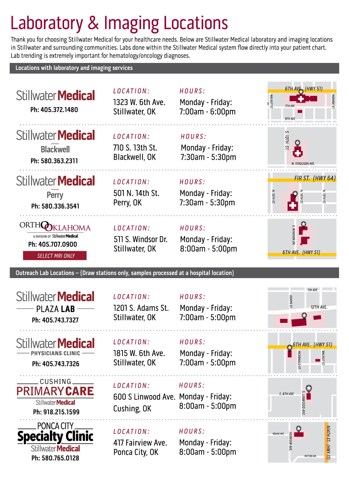 Stillwater Medical Lab Locations and Hours