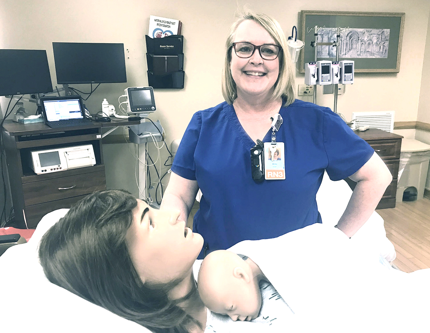 Susan Jones, RN, interim manager staff educator for Stillwater Medical Center uses new mannequin equipment to train labor and delivery nurses how to best respond to emergency situations when delivering infants.